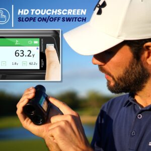 BAMAES Golf Rangefinder with Slope and HD Touchscreen - 650 Yard Range 6X Magnification - Flag Lock & Vibration - USB Rechargeable - Memory Storage - Voice Broadcasting - Professional Distance Finder