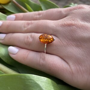 Gift Shoppe By Nina Natural Baltic Elegant Cognac Amber and Sterling Silver Ring (7)