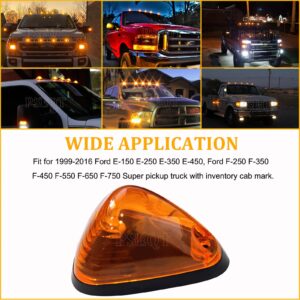 PSEQT Cab Roof Marker Lights 10 LED Amber Top Clearance Running Lights Compatible with Ford 1999-2016 F150 F250 F350 F450 F550 Super Duty Pickup Trucks SUV (5PCS, Amber Lens)