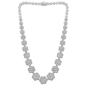 Beyond Brilliance Classy 2.00 Carat Diamond, Illusion Set Sterling Silver Round Cut Diamond 18 inch Long Milgrain Floral Necklace (J-K, I3) Jewelry for Women|Gift Box Included