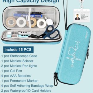 MEUUT 15 pcs Stethoscope Case Kits, Perfect Nurse Gift Include Stethoscope Case, Penlights with Batteries, Medical Scissor, Bandage Wraps, Badge Holders for Nursing Student Essentials