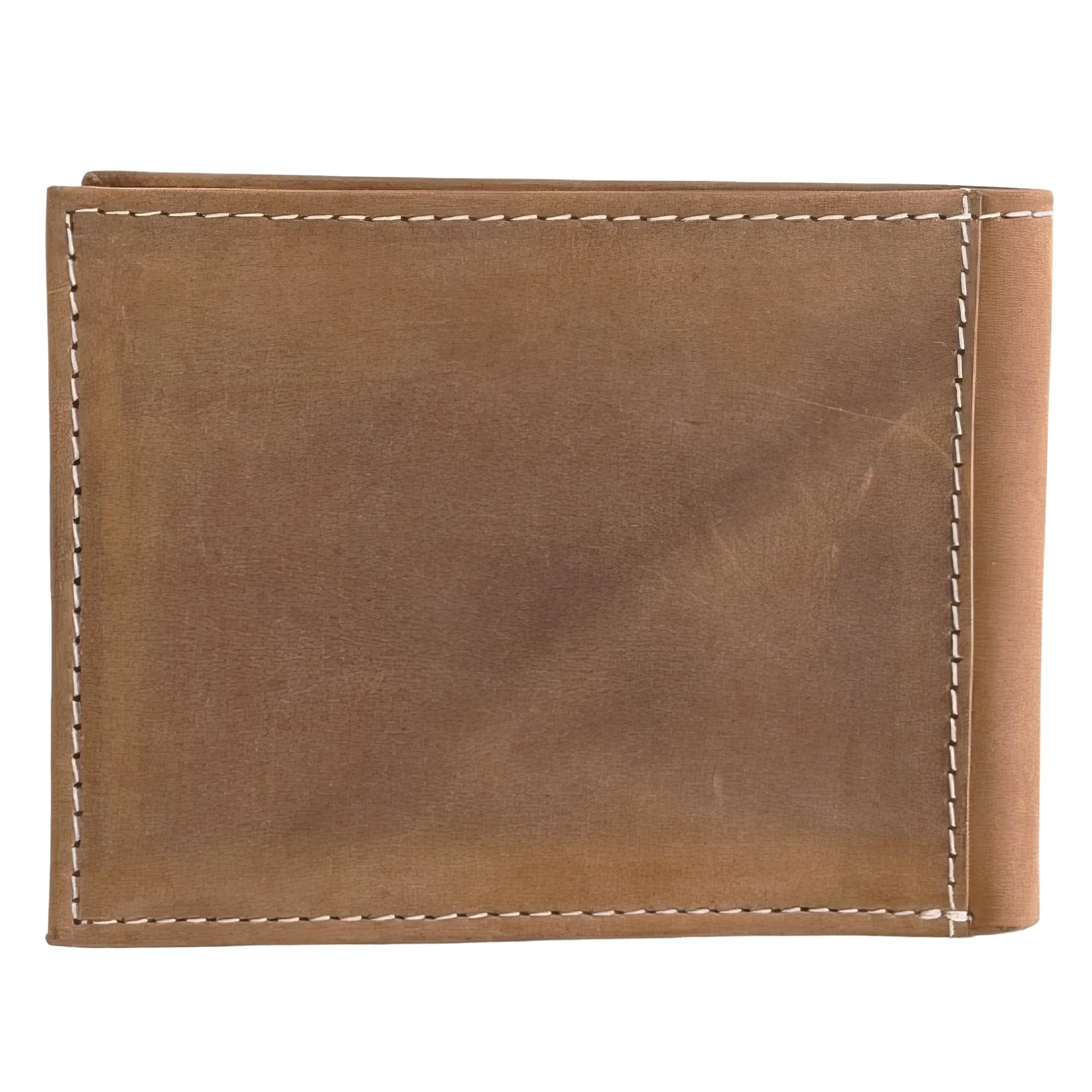 ARIAT Men's Genuine Leather Bifold Wallet, USA Flag Patch, Medium Brown, 3-1/2" x 4-1/4"