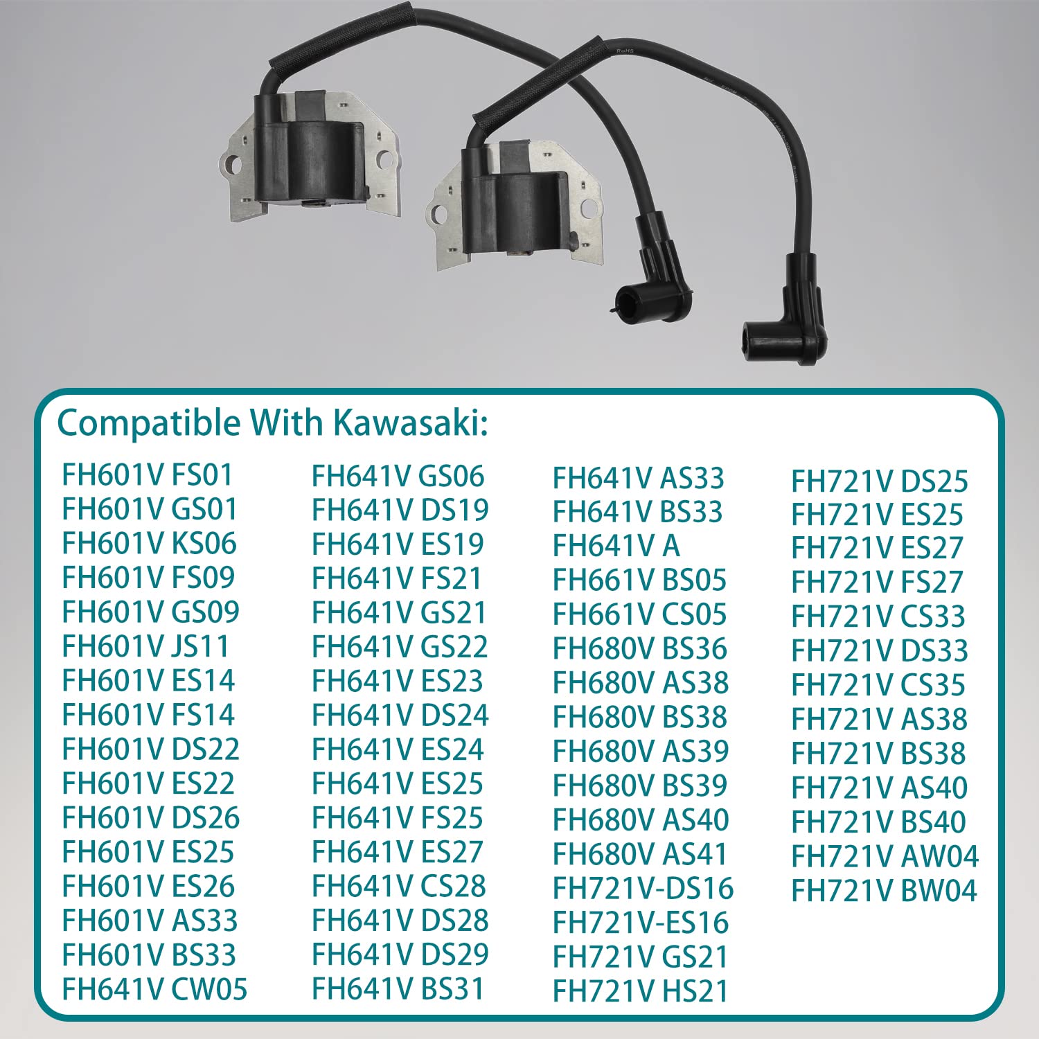 Ignition Coil Pack 2pcs Compatible With Kawasaki FH601V FH641V FH661V FH680V FH721V Replaces# 21171-0745, 21171-0742