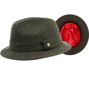 RICHMAN BROTHERS Wool Fedora Irish Walking Hat (OLIVE-F5117, Large-X-Large)