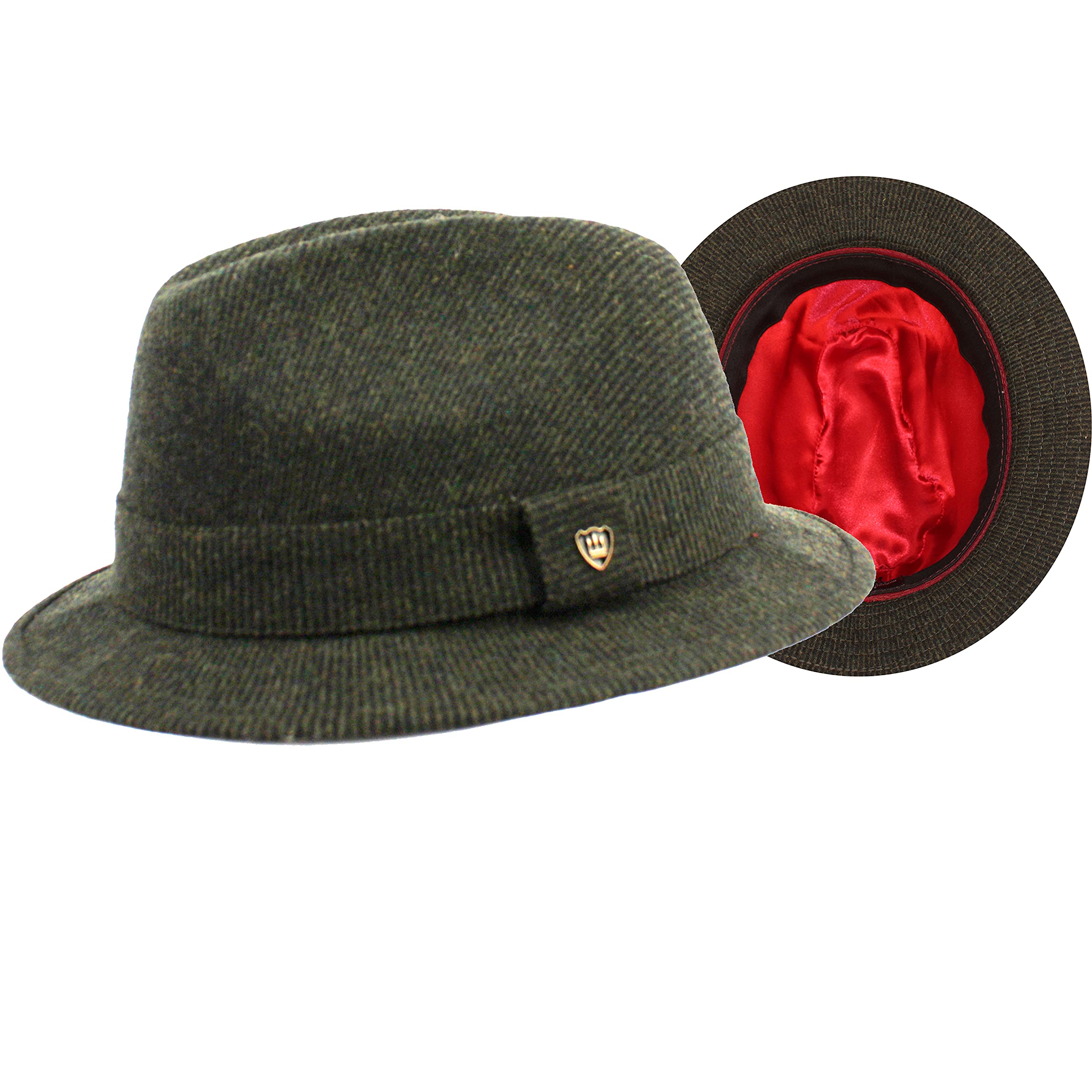 RICHMAN BROTHERS Wool Fedora Irish Walking Hat (OLIVE-F5117, Large-X-Large)