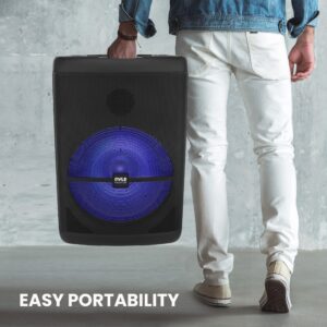 Pyle Portable Bluetooth PA Speaker - 500W 15” Rechargeable Outdoor BT Karaoke Audio System - TWS, Party Lights, LED Display, FM/AUX/MP3/USB/SD, 6.5mm In, Carry Handle - Wireless Mic, Remote Control