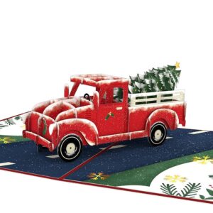 lovepop holiday truck pop up card, 5x7-3d greeting card, pop up christmas cards, kids christmas card, 3d christmas card, christmas cards, winter cards