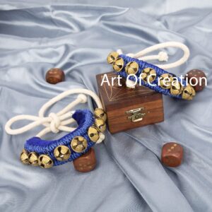 Art Of Creation Kathak Dancing Ghungroo 1 Line 10 + 10 Bell Anklet Pair Indian Classical Dancers Musical Instrument Bharatnatayam Ghungru (Blue)