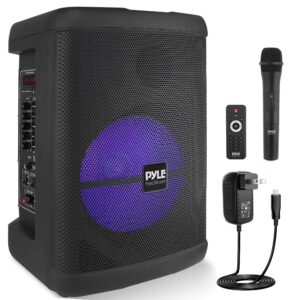 Pyle Portable Bluetooth PA Speaker - 500W 15” Rechargeable Outdoor BT Karaoke Audio System - TWS, Party Lights, LED Display, FM/AUX/MP3/USB/SD, 6.5mm In, Carry Handle - Wireless Mic, Remote Control