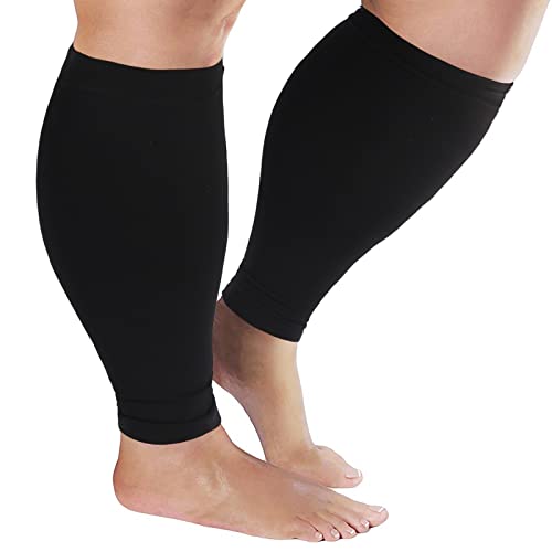 Plus Size Compression Sleeves for Calves Women Wide Calf Compression Legs Sleeves Men 6XL, Relieve Varicose Veins, Edema, Swelling, Soreness, Shin splints, for Work, Travel, Sports and Daily Wear