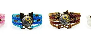 MISSLATE 4pcs Sunflower Leather Bracelets for Womens Present You Are My Sunshine Bracelets for Teen Girls Mom Birthday Gifts (Multicolor)