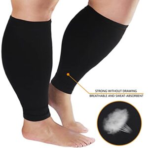 Plus Size Compression Sleeves for Calves Women Wide Calf Compression Legs Sleeves Men 6XL, Relieve Varicose Veins, Edema, Swelling, Soreness, Shin splints, for Work, Travel, Sports and Daily Wear