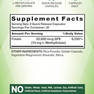 Nature's Truth L Methylfolate 15mg | 60 Capsules | Non-GMO & Gluten Free Supplement | Extra Strength