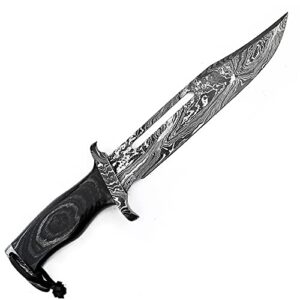 PAL 2000 HUNTING KNIVES KNI-9972 Handmade Damascus Steel 14.5 Inches Bowie Knife Dollar Wood Handle with Sheath