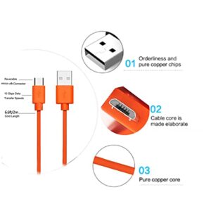 Replacement Fast Charging Charger Cable Power Cord Wire Compatible for Ring Enabled Video Doorbell (2020 Release) 2/3/3 Plus/4, Doorbell Pro/Plus and Camera Battery Charging Cable (3.3ft Orange)