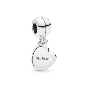 MiniJewelry 2PC Mother Son Love Heart Dangle Charm Compatible with Pandora Bracelets Necklaces Pendants Women Family Birthday Mother's Day Christmas S925 Gift