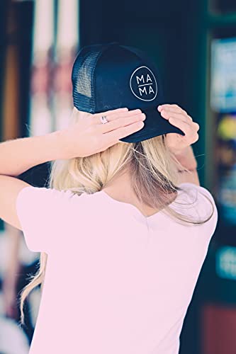 The Original Circle Mama Trucker Hat, Adjustable Snapback, Mom Hat, Mother's Day Birthday Gift (Mama Hat) Black