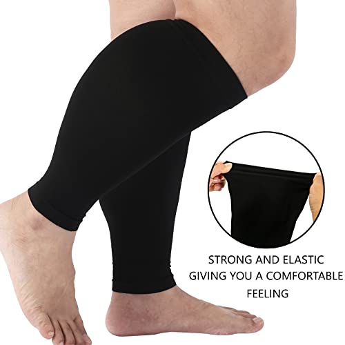 Plus Size Compression Sleeves for Calves Women Wide Calf Compression Legs Sleeves Men 6XL, Relieve Varicose Veins, Edema, Swelling, Soreness, Shin splints, for Work, Travel, Sports and Daily Wear