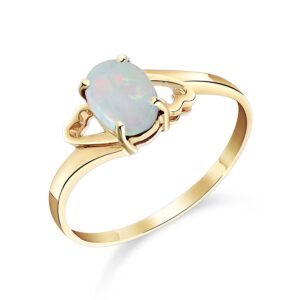 Galaxy Gold GG Size 7.0 14K Solid Yellow Gold Ring With Oval Shape Natural Opal GRADE AAA