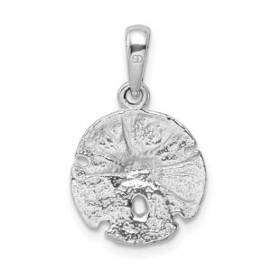 Diamond2Deal 925 Sterling Silver Polished/Textured Sand Dollar Pendant (Length-21.54mm)