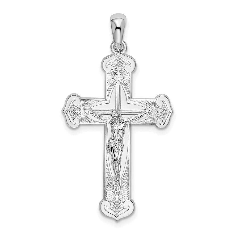 Diamond2Deal 925 Sterling Silver Budded Crucifix Pendant