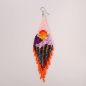 CALORVIA Bohemian Large Long Tassel Beaded Dangle Earrings Native Handmade Boho Statement Big Fringe for Women (Colorful)