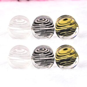 Jboyanpei 6Pcs/3pair Stripe Pattern Acrylic Ear Gauges Tunnels and Plug Ear Expander Studs Stretching Body Piercing Jewelry Size 20mm