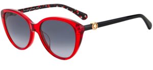 kate spade new york women's visalia/g/s cat eye sunglasses, red, 55mm, 16mm