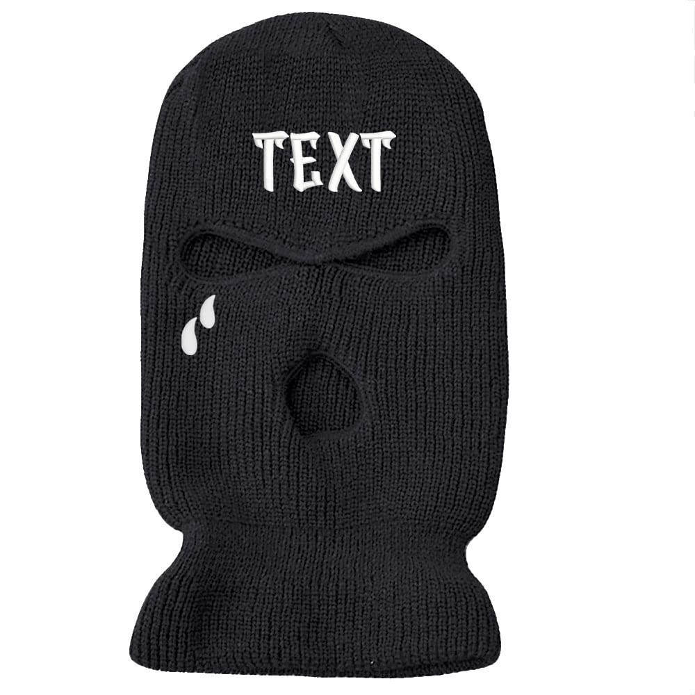 kstomize Personalized Customize Beanie Balaclava Mask, Women Men Winter Masked Ski Cycling Hat with Embroidery Letters Text Name Logo Black, One Size-Medium