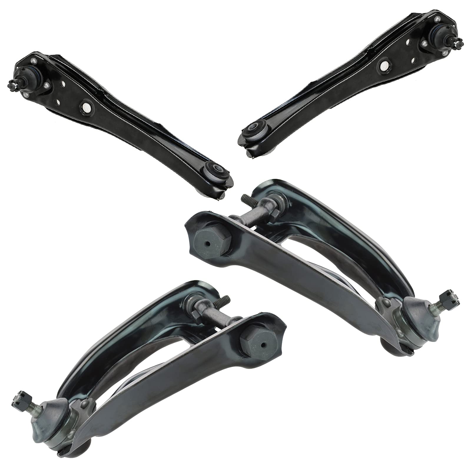 TRQ Front Upper & Lower Control Arm with Ball Joint Set Compatible with 1968-1970 Ford Fairlane Falcon 1970-1977 Maverick 1968-1973 Mustang 1971 Torino Mercury Cougar 1970-1971 Montego