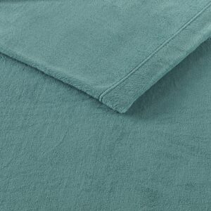 Sleep Philosophy True North Soloft Plush Bed Sheet Set, Wrinkle Resistant, Warm, Soft Fleece Sheets with 14" Deep Pocket Cold Season Cozy Bedding-Set, Matching Pillow Case, Queen, Teal, 4 Piece