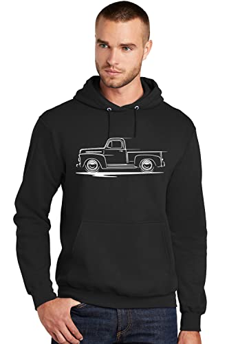 Maddmax Car Art 1948-52 Ford F1 Pickup Truck Redline Design Hoodie Sweatshirt X-large black