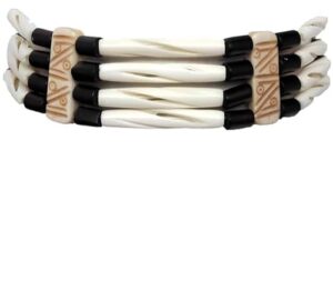 outroar gear american indian style bone choker necklace, 4 row black/white no tassle traditional hairpipe, unisex adjustable choker necklace