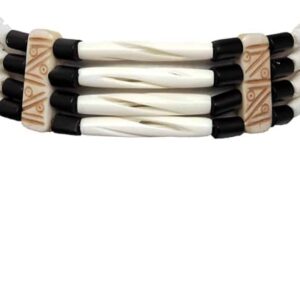 outROAR Gear American Indian Style Bone Choker Necklace, 4 Row Black/White No Tassle Traditional Hairpipe, Unisex Adjustable Choker Necklace