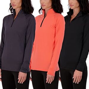 3 Pack: Womens Quarter 1/4 Zip Pullover Long Sleeve Shirt Quick Dry Dri Fit Yoga 1/2 Zip Athletic Ladies Volleyball Active Gym Workout Top Golf UPF Hiking Outdoor Sports Exercise Running Set 1,XL