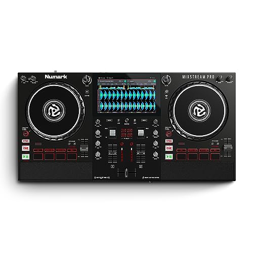 Numark Mixstream Pro Standalone System with Speakers, 7” Touch Screen, WiFi Streaming, 2 Channels & FX