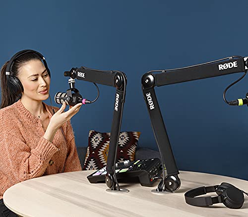 Rode PSA1+ Pro Studio Boom Arm for Podcasting and Streaming with Professional Grade XLR Cable and StreamEye Polishing Cloth