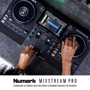 Numark Mixstream Pro Standalone System with Speakers, 7” Touch Screen, WiFi Streaming, 2 Channels & FX