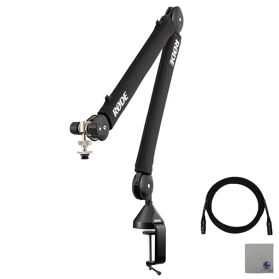 Rode PSA1+ Pro Studio Boom Arm for Podcasting and Streaming with Professional Grade XLR Cable and StreamEye Polishing Cloth