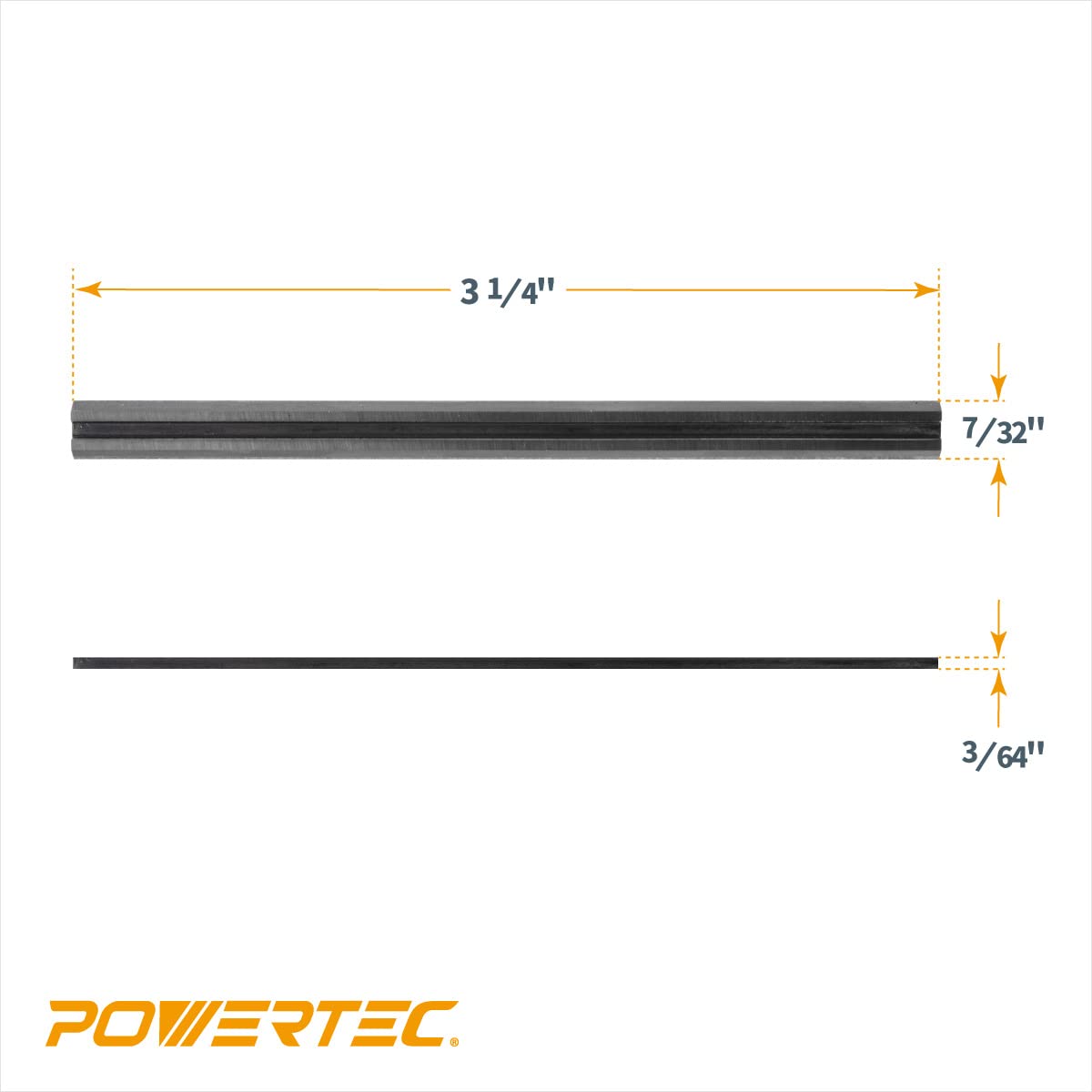 POWERTEC 12840 3-1/4" HSS Hand Held Planer Blades Replacement for Bosch, Black&Decker, Craftsman, DeWalt, Hitachi, Ryobi, Makita, Porter Cable, Skil, Stanley, Wen - Set of 2