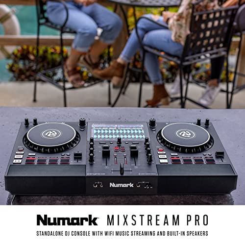 Numark Mixstream Pro Standalone System with Speakers, 7” Touch Screen, WiFi Streaming, 2 Channels & FX