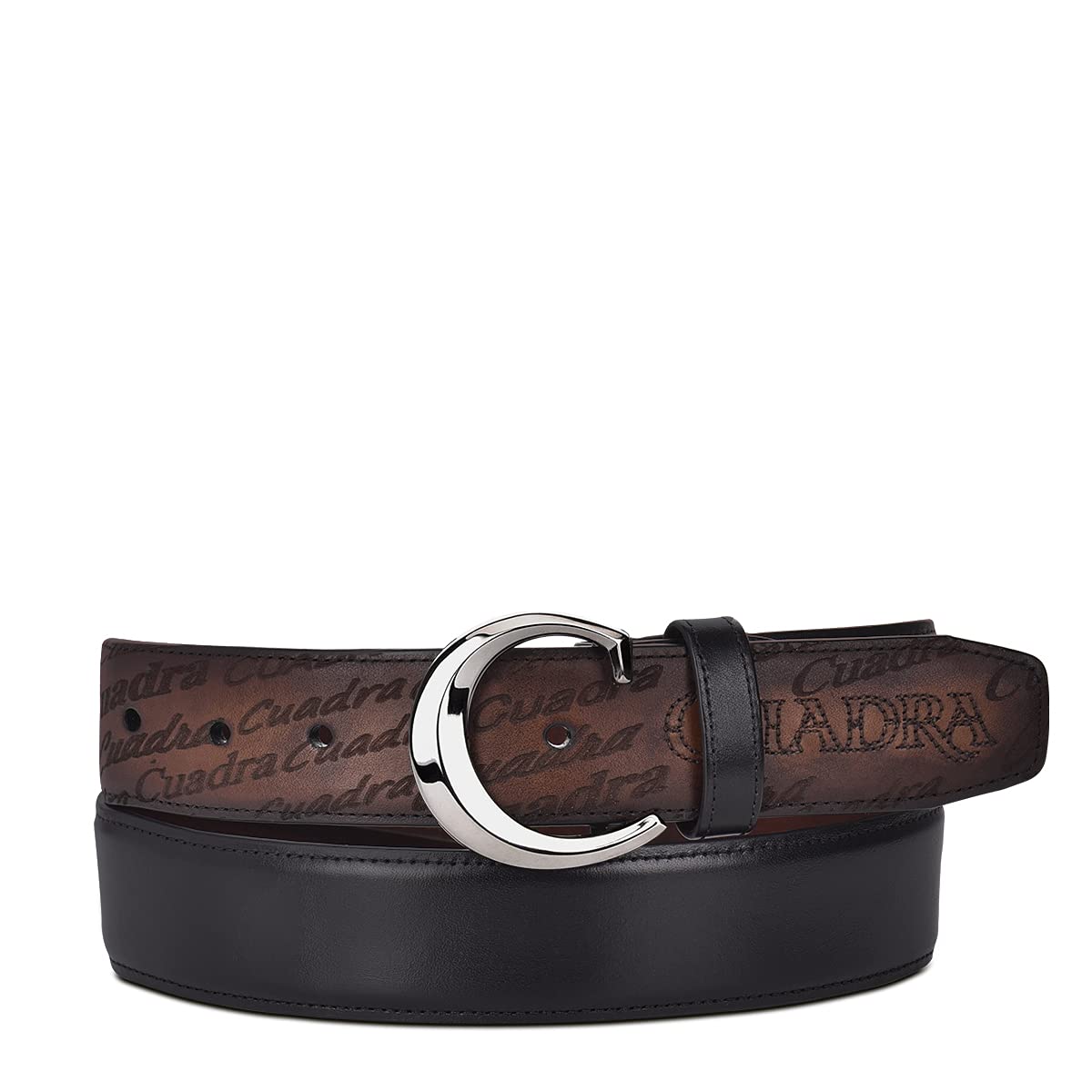 Cuadra men's casual belt in genuine leather with metallic buckle black, CS540RS, Size 40