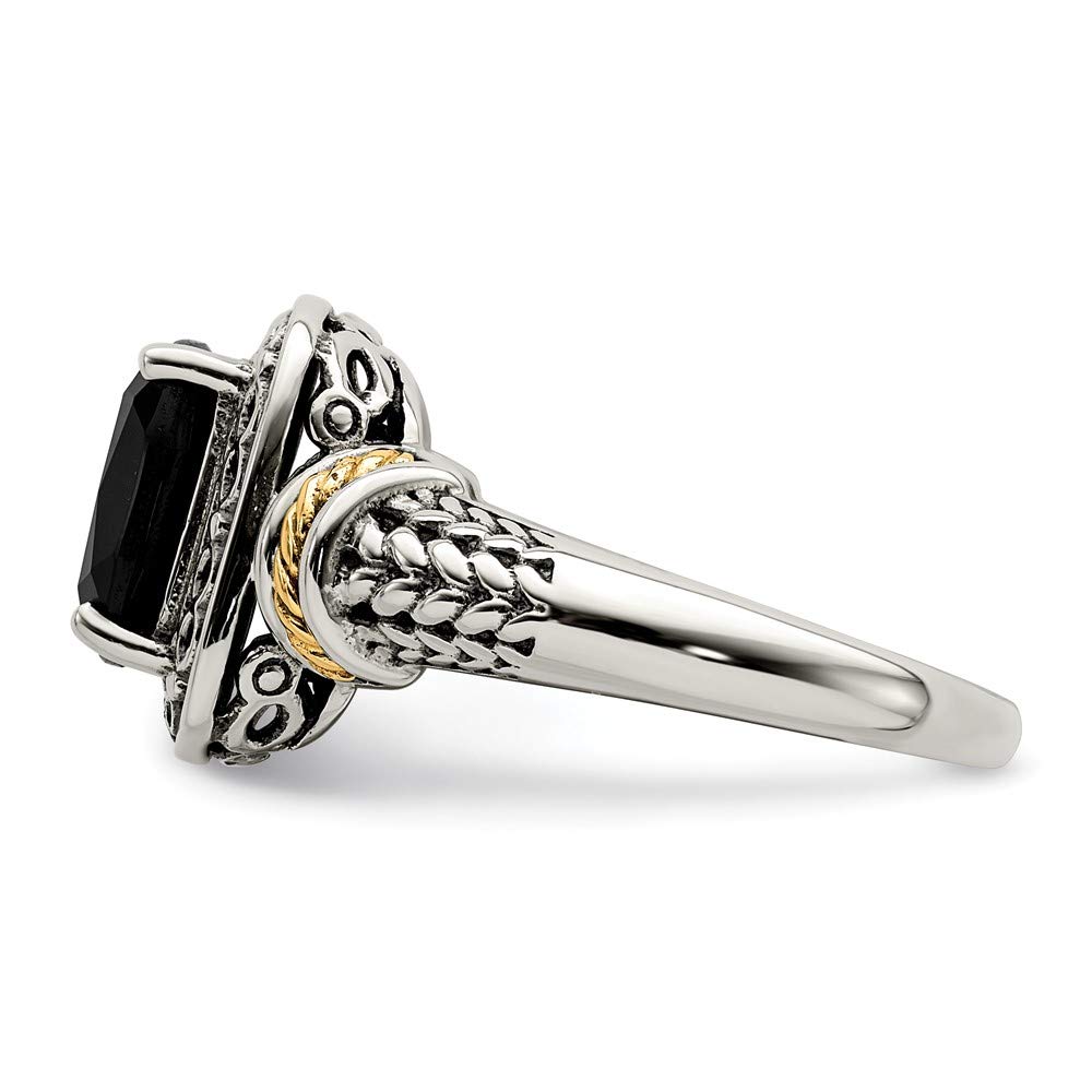 Shey Couture Sterling Silver with 14K Accent Antiqued Black Onyx Ring QQTC1130-7