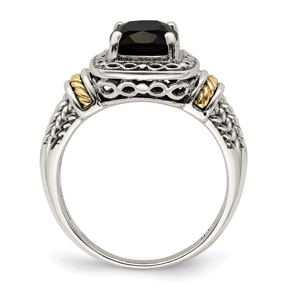 Shey Couture Sterling Silver with 14K Accent Antiqued Black Onyx Ring QQTC1130-7