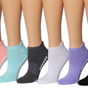 RONNOX Women's 6-Pairs Anti-Skid Non-Slip Silicone-Gripper Low Cut Cushioned Socks, For Yoga Pilates & Barre, Small/Medium RY04-A-SM