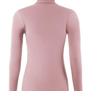 AUHEGN Womens Long Sleeve Turtleneck Lightweight Slim Active Shirt (X-Large, Dusty Pink)