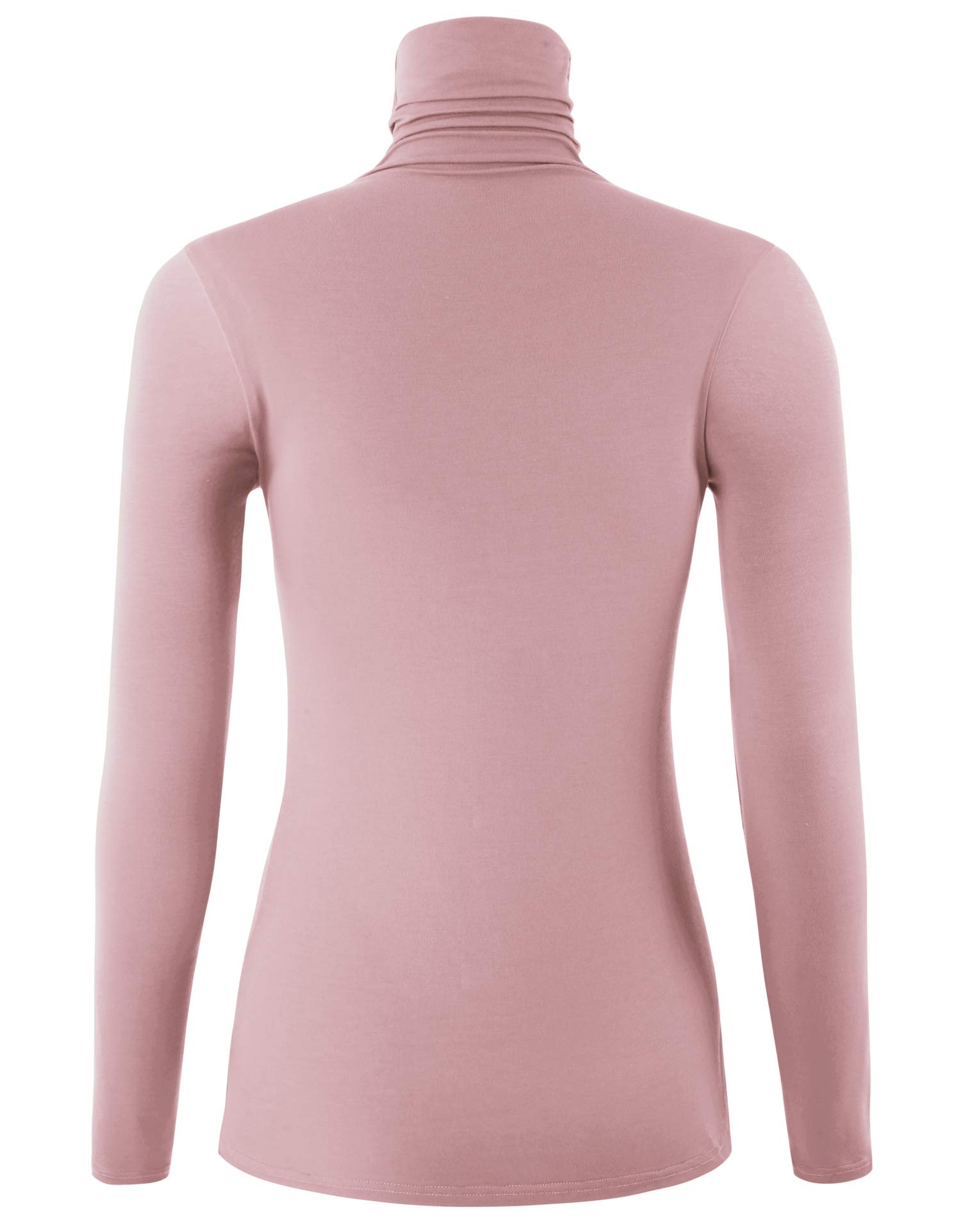 AUHEGN Womens Long Sleeve Turtleneck Lightweight Slim Active Shirt (X-Large, Dusty Pink)