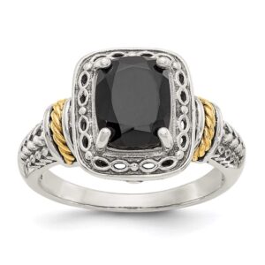 Shey Couture Sterling Silver with 14K Accent Antiqued Black Onyx Ring QQTC1130-7