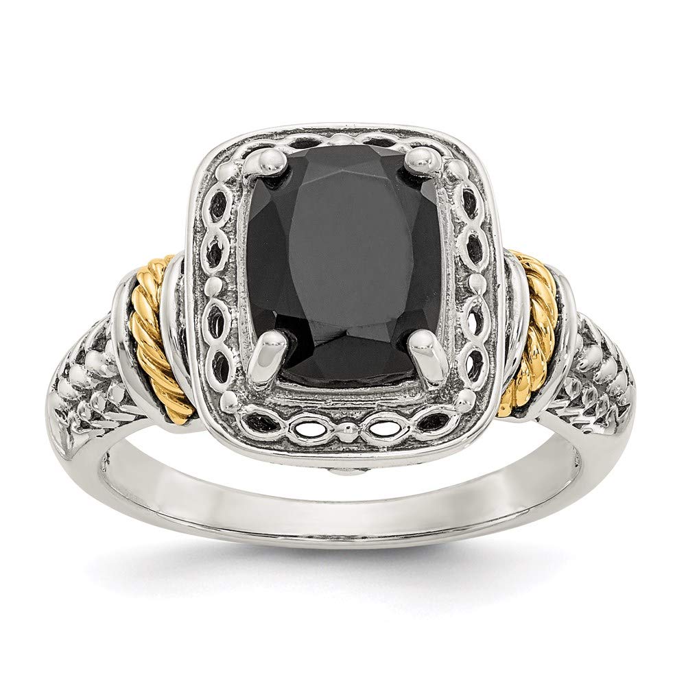 Shey Couture Sterling Silver with 14K Accent Antiqued Black Onyx Ring QQTC1130-7