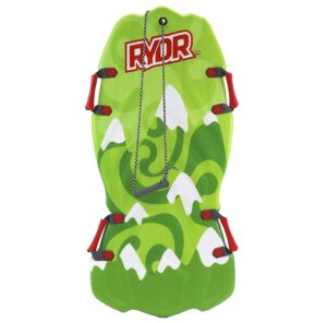 rydr 45 inch molded snow sled (lime) - two riders kids winter foam sled downhill toboggan sleds plastic sledding board xtreme heavy duty racer sleigh for children